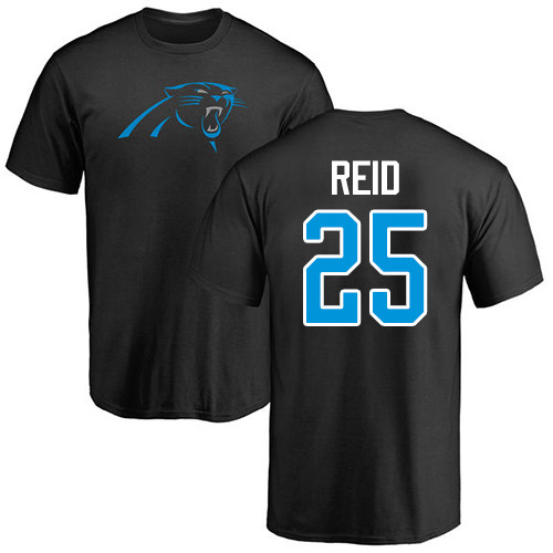 Carolina Panthers Men Black Eric Reid Name and Number Logo NFL Football #25 T Shirt->nfl t-shirts->Sports Accessory